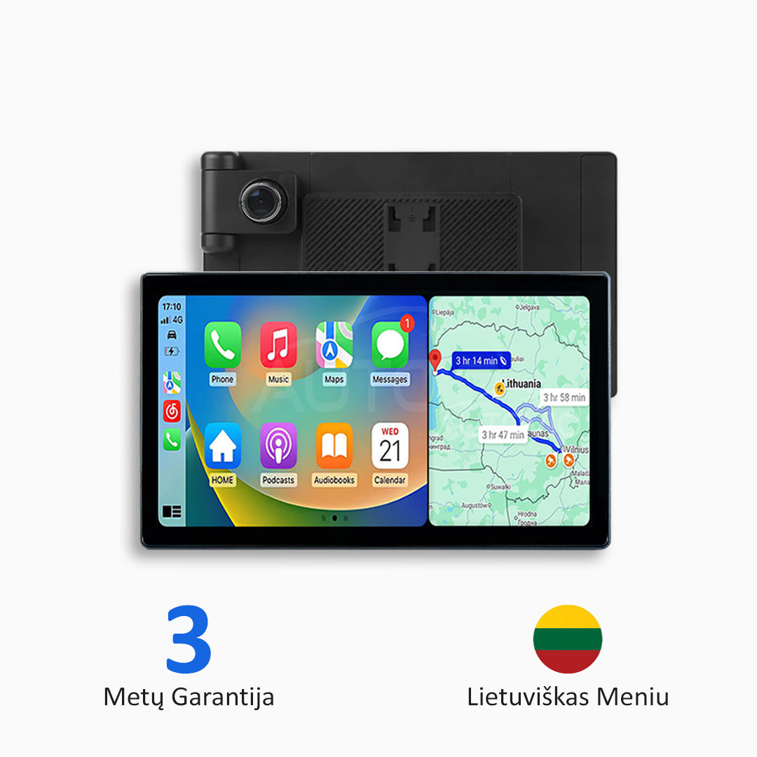 Universali Automobilio Multimedija su „Apple CarPlay“, „Android Auto“ ir Vaizdo Registravimu (2025 Modelis)