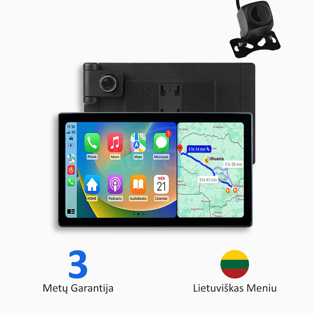 Universali Automobilio Multimedija su „Apple CarPlay“, „Android Auto“ ir Vaizdo Registravimu (2025 Modelis)