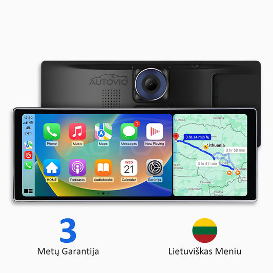 Universali Automobilio Multimedija su „Apple CarPlay“, „Android Auto“ ir Vaizdo Registravimu (2026 Modelis)