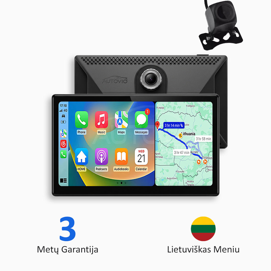 Universali Automobilio Multimedija su „Apple CarPlay“, „Android Auto“ ir Vaizdo Registravimu (2026 Modelis)