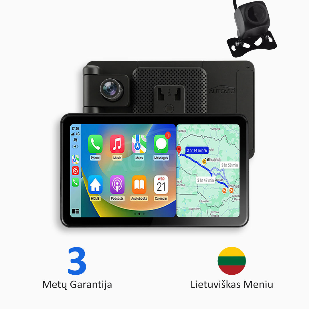 Universali Automobilio Multimedija su „Apple CarPlay“, „Android Auto“ ir Vaizdo Registravimu (2026 Modelis)
